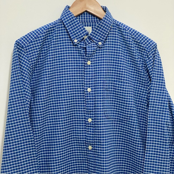 Gap Mens Blue And White Check Dress Shirt Long Sleeve M 100% Cotton - Picture 3 of 4